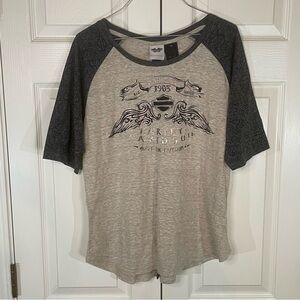 Harley-Davidson Gray Graphic 3/4 Sleeve T-Shirt